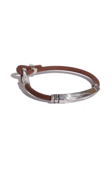 画像1: 【LARRY SMITH】 TRIANGLE REPOUSSE LEATHER BRACELET (1)