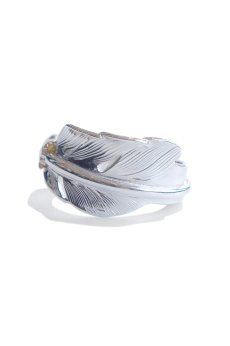 画像1: 【LARRY SMITH】 18K EAGLE HEAD KAZEKIRI FEATHER PINKIE RING (1)