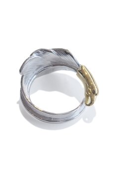 画像4: 【LARRY SMITH】 18K EAGLE HEAD KAZEKIRI FEATHER PINKIE RING (4)