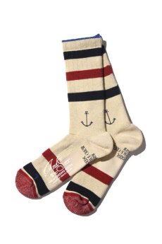 画像2: 【ANDSOX】SUPPORT PILE CREW STRIPE (2)