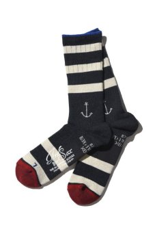 画像1: 【ANDSOX】SUPPORT PILE CREW STRIPE (1)