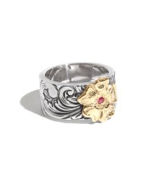 画像1: LARRY SMITH / 18K ROSE KARAKUSA RING 10mm / with RUBY (1)