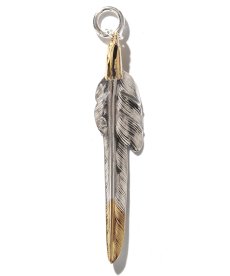 画像2: LARRY SMITH(ラリースミス) / EAGLE HEAD KAZEKIRI FEATHER PENDANT No. 48 (18K GOLD ACCENT) (2)