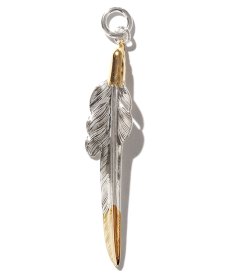 画像1: LARRY SMITH(ラリースミス) / EAGLE HEAD KAZEKIRI FEATHER PENDANT No. 48 (18K GOLD ACCENT) (1)