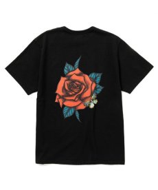 画像1: CALEE / Binder neck rose vintage t-shirt -BLACK- (1)