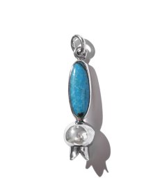 画像1: LARRY SMITH / SQUASH BLOSSOM TURQUOISE PENDANT S (1)