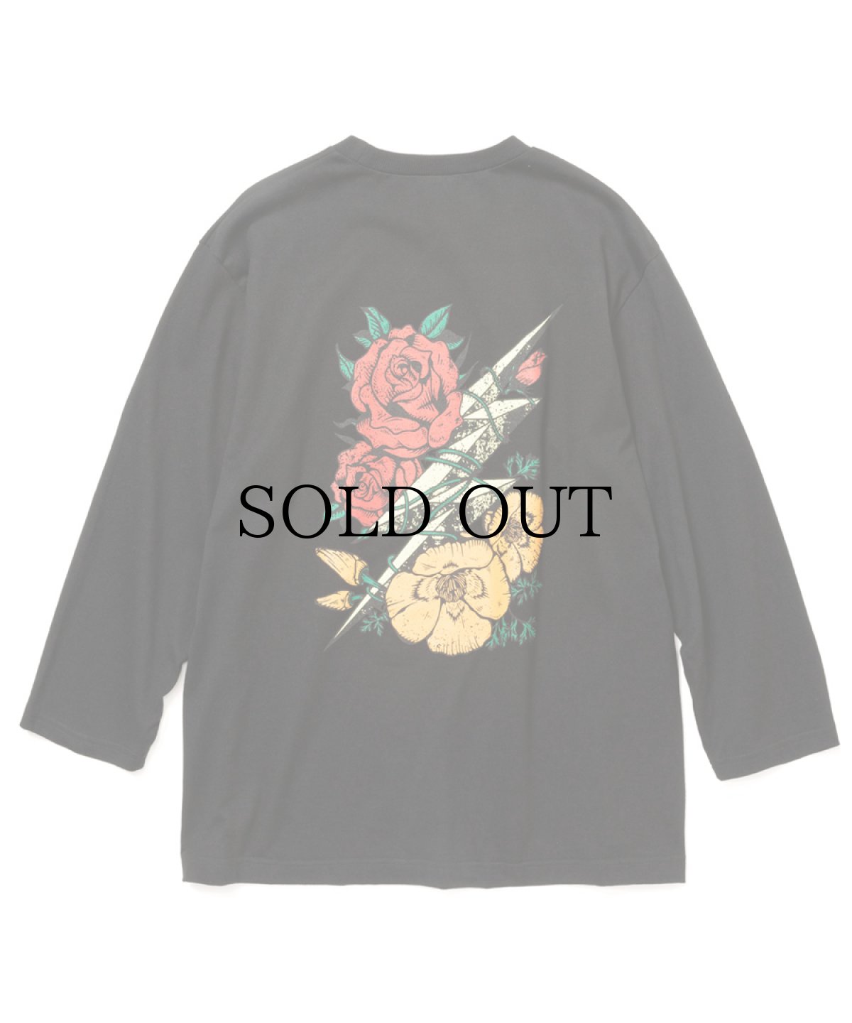 画像1: CALEE / 8 Length sleeve thunderbolt set in t-shirt -BLACK- (1)