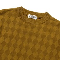 画像2: CALEE / Links diamond stitch crew neck knit sweater -KHAKI- (2)