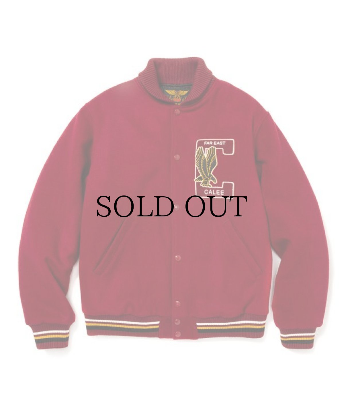 画像1: CALEE / College type wappen wool stadium jacket -RED- (1)
