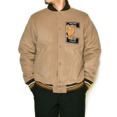 画像8: CALEE / College type wappen wool stadium jacket -BEIGE- (8)