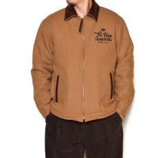 画像10: CALEE / Embroidery leather collar wool sports type jacket -BEIGE- (10)