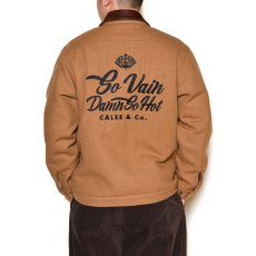 画像9: CALEE / Embroidery leather collar wool sports type jacket -BEIGE- (9)