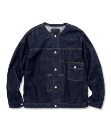 画像1: CALEE / 1st type no collar denim jacket (1)