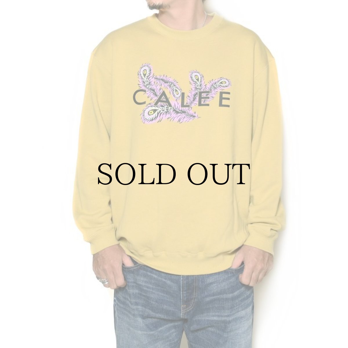 画像2: CALEE / CALEE BOF Logo crew neck sweat -YELLOW- (2)