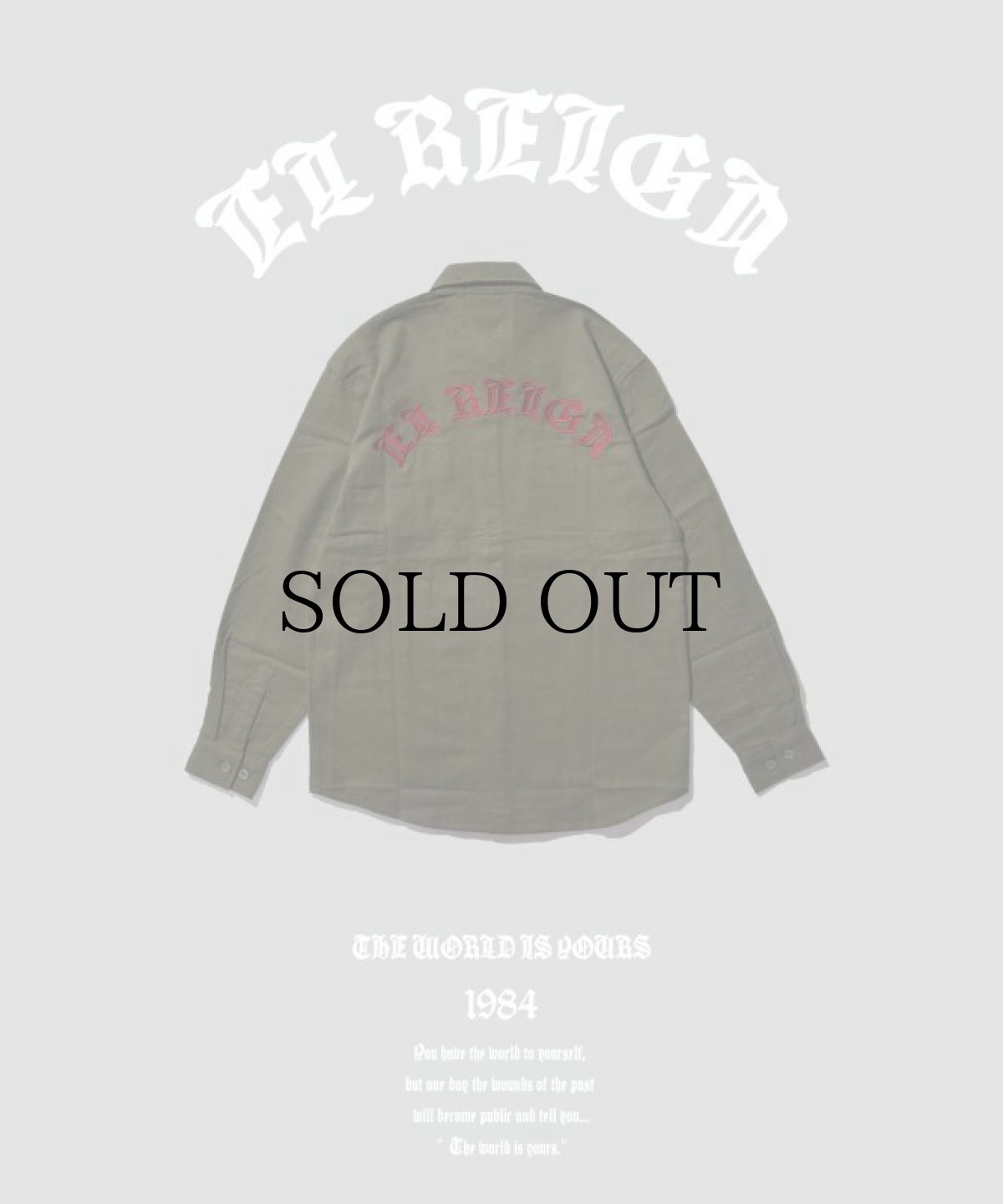 画像1: EL REIGN / "THE WORLD IS YOURS" VINTAGE FRANNEL SHIRT -DARK OLIVE- (1)