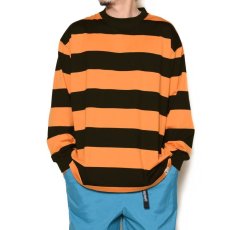 画像2: CALEE / Drop shoulder wide pitch L/S t-shirt -BLACK/ORANGE- (2)