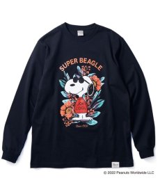 画像1: CALEE / PEANUTS L/S T-shirt -BLACK- (1)