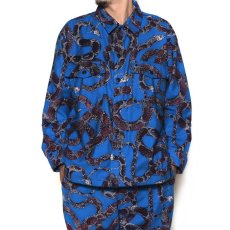 画像2: CALEE / Allover snake pattern over silhouette shirt jacket -BLUE- (2)
