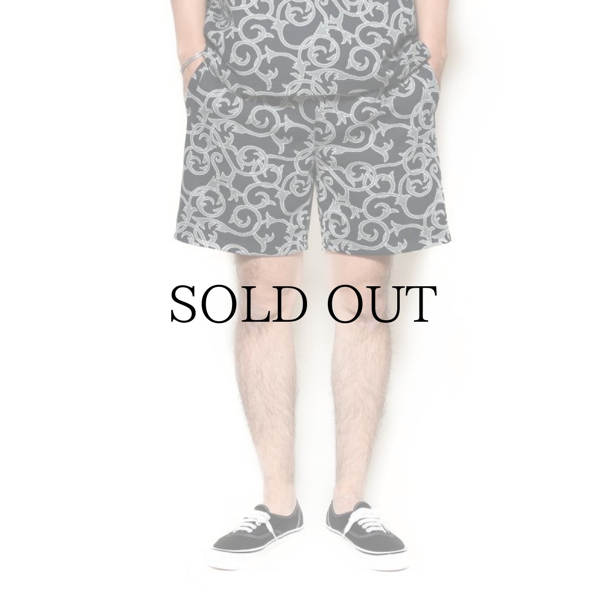 画像2: CALEE(キャリー) / 22 Gauge double jacquard easy shorts -BLACK- (2)