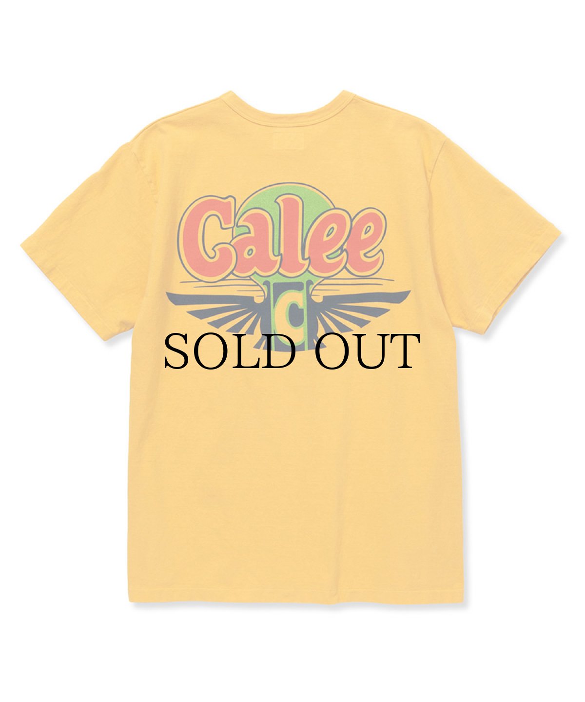画像2: CALEE(キャリー) / Binder neck CALEE wing logo vintage t-shirt   -YELLOW- (2)