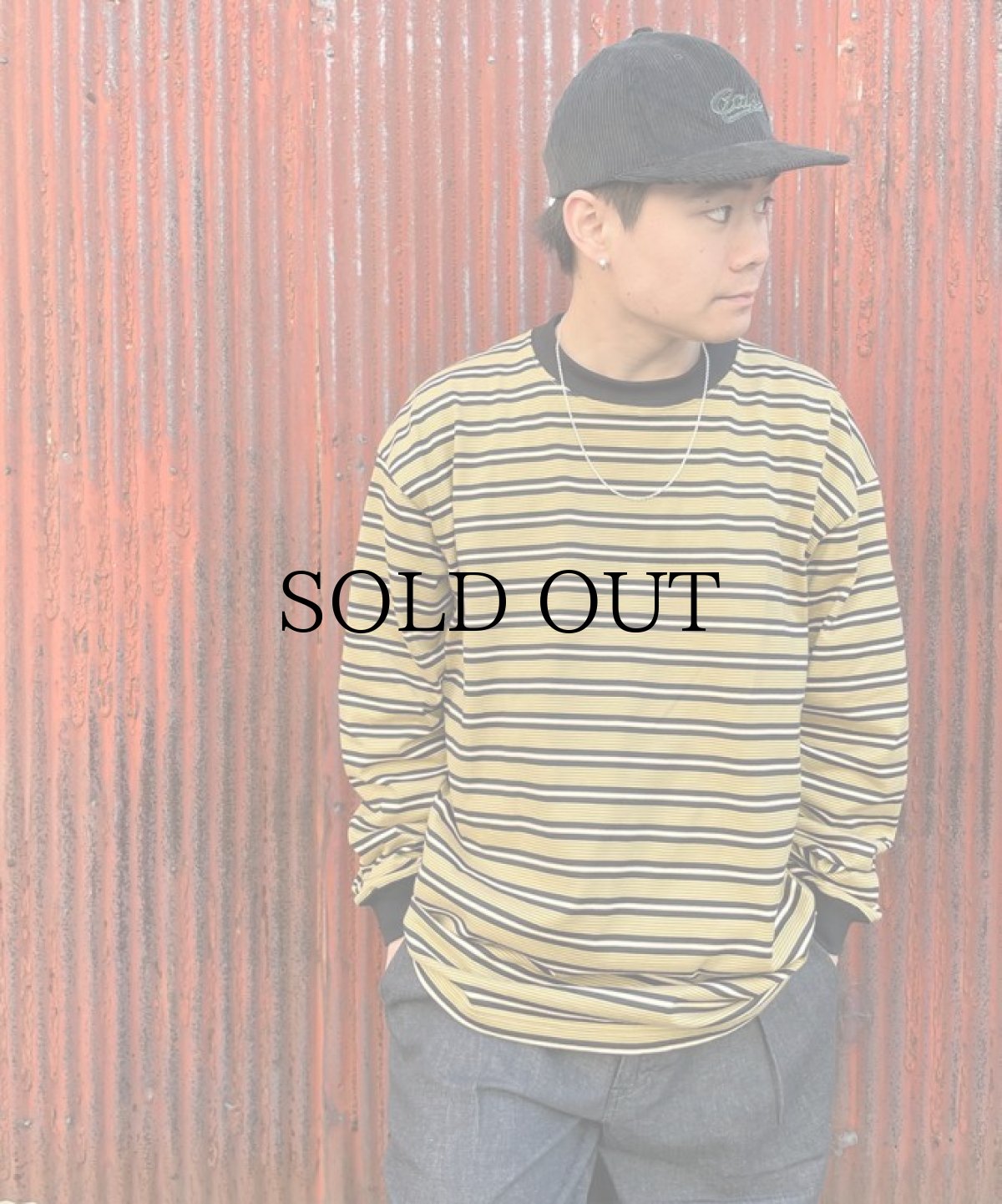 画像1: CALEE(キャリー) / Drop shoulder narrow pitch border L/S cutsew (1)