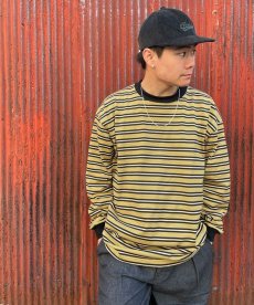 画像1: CALEE(キャリー) / Drop shoulder narrow pitch border L/S cutsew (1)