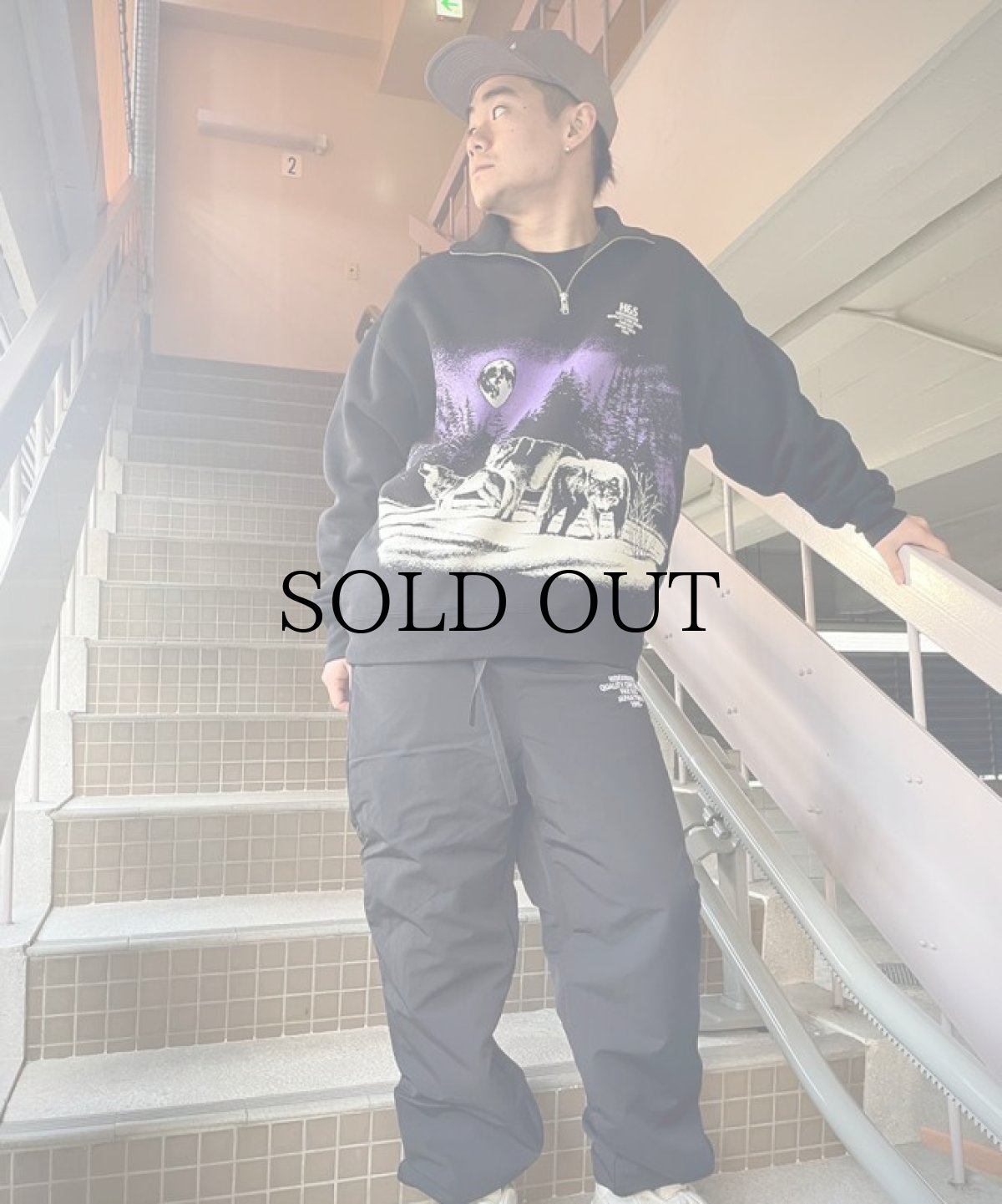 画像4: HIDEANDSEEK(ハイドアンドシーク) / Wolf Sweat Shirt (Half Zip) (4)