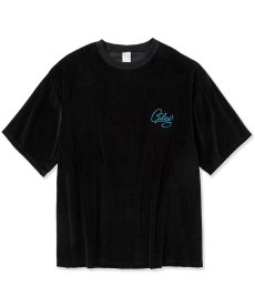 画像1: CALEE(キャリー) / CALEE Logo velour wide shilhouette s/s cutsew (1)