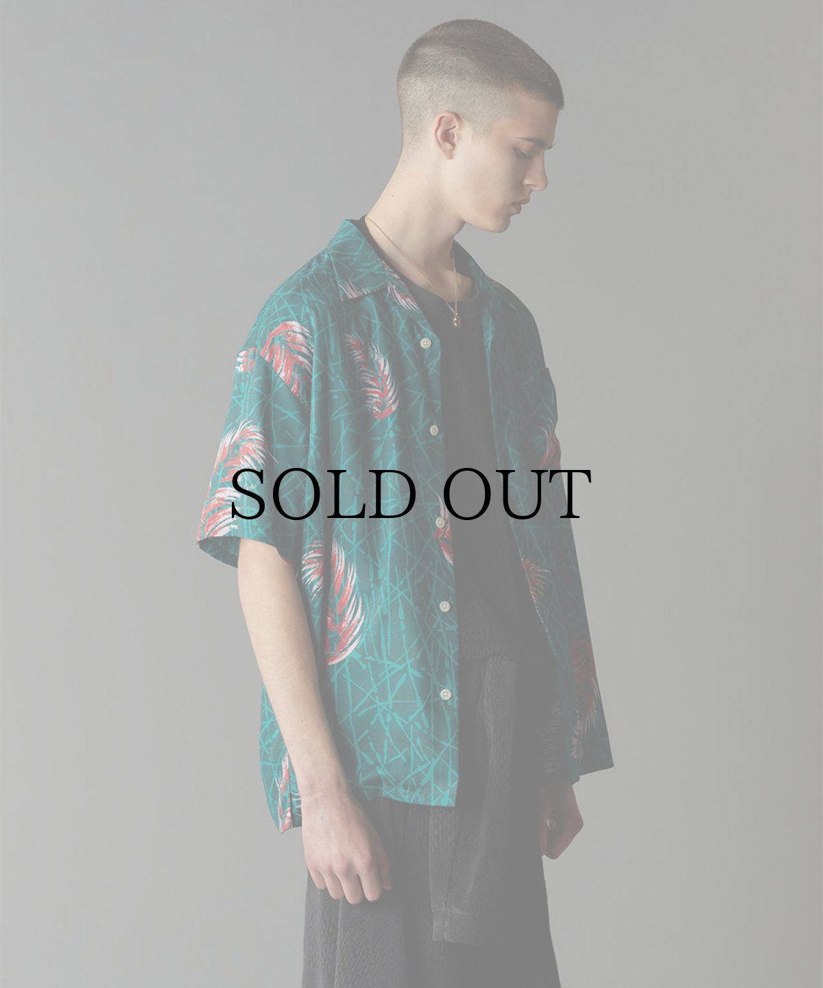 画像7: CALEE(キャリー) / Allover feather pattern amunzen cloth S/S shirt (7)