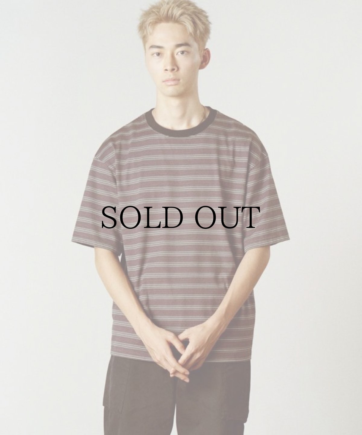 画像1: CALEE(キャリー) / Drop shoulder narrow pitch border S/S cutsew (1)