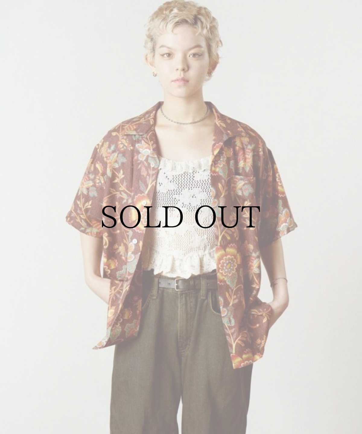 画像2: CALEE(キャリー) / R/P Flower pattern amunzen cloth S/S shirt (2)