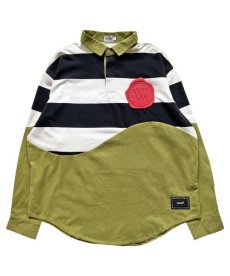 画像1: WANNA / In bloom stripe rugger shirts OLIVE (1)