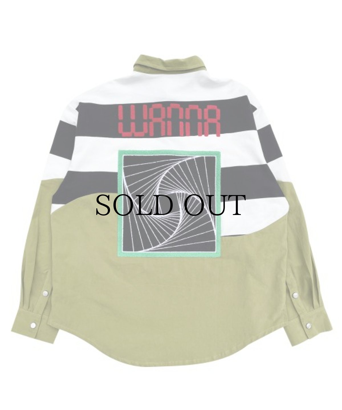 画像2: WANNA / In bloom stripe rugger shirts OLIVE (2)