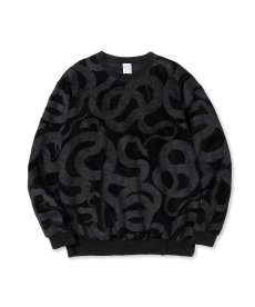 画像1: CALEE(キャリー) / ALLOVER SNAKE PATTERN VELOUR CREW NECK SH (1)