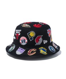 画像1: NEW ERA / バケット01 Team Logo Allover NBA ブラック (1)