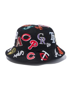 画像1: NEW ERA / バケット01 Team Logo Allover  MLB ブラック (1)