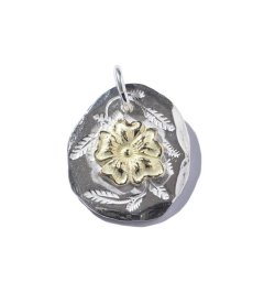 画像1: LARRY SMITH(ラリースミス) / LEAF STAMPED ROSE PENDANT (18K GOLD ACCENT) (1)