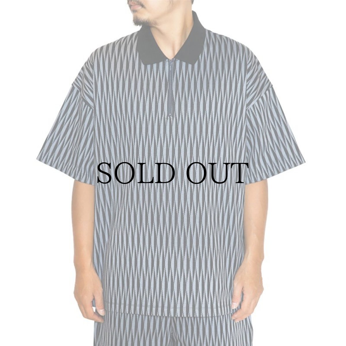 画像7: CALEE(キャリー) / DIAMOND JACQUARD DROP SHOULDER ZIP POLO (7)