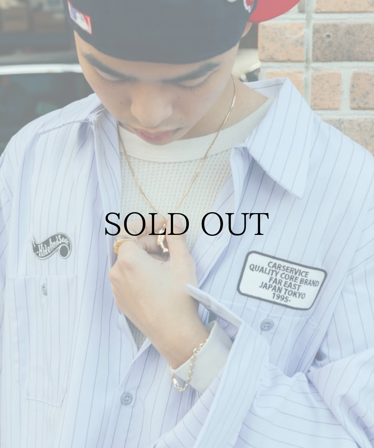 画像4: HIDEANDSEEK(ハイドアンドシーク) / HIDEANDSEEK×CarService Work L/S Shirt (Stripe) (4)