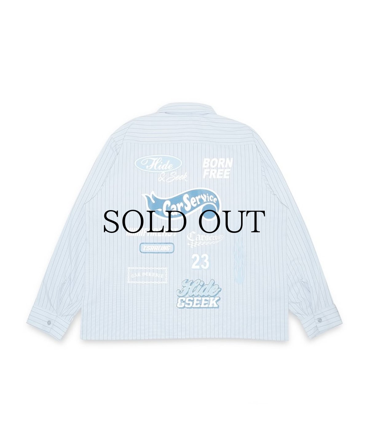 画像2: HIDEANDSEEK(ハイドアンドシーク) / HIDEANDSEEK×CarService Work L/S Shirt (Stripe) (2)