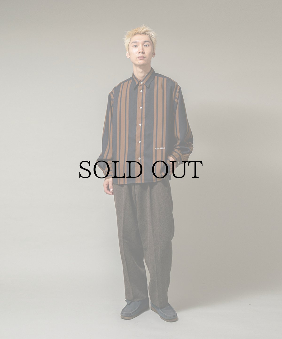 画像3: APPLEBUM(アップルバム) / Wooly Twill Stripe Oversize L/S Shirt (3)
