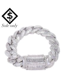 画像1: $ole only(ソールオンリー) / キューバチェーン CZ パフェダイヤ　ブリンブリン　20mm　8inch シルバー (1)