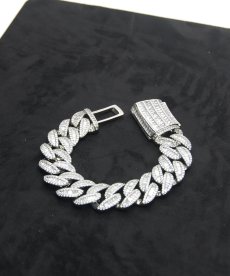 画像3: $ole only(ソールオンリー) / キューバチェーン CZ パフェダイヤ　ブリンブリン　20mm　8inch シルバー (3)