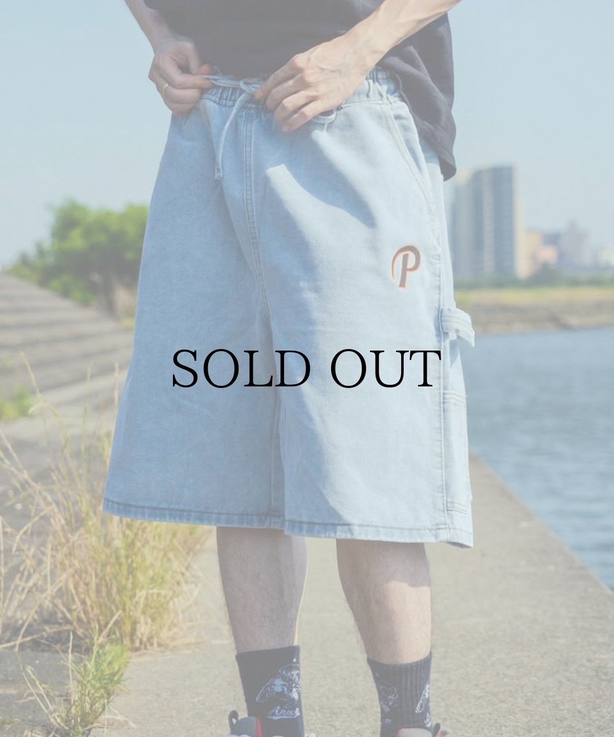 画像11: PWNED(パウンド) / "P" LOGO DENIM PAINTER EASY HALF PANTS (11)