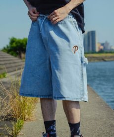 画像11: PWNED(パウンド) / "P" LOGO DENIM PAINTER EASY HALF PANTS (11)