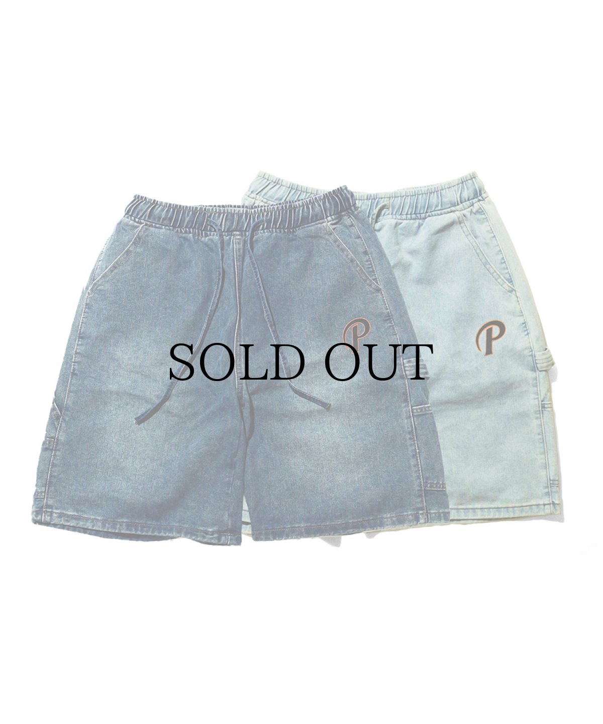 画像1: PWNED(パウンド) / "P" LOGO DENIM PAINTER EASY HALF PANTS (1)
