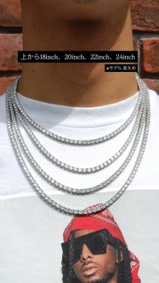 画像6: $ole only(ソールオンリー) / s925シルバー CZダイヤ テニスチェーン ネックレス 4mm 18inch (6)