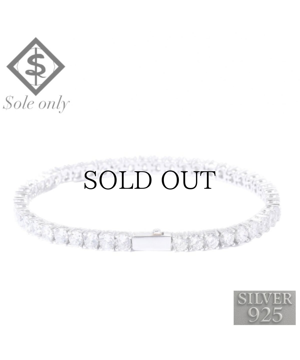 画像1: $ole only(ソールオンリー) / S925 Silver CZ Diamond Tennis Chain bracelet (1)