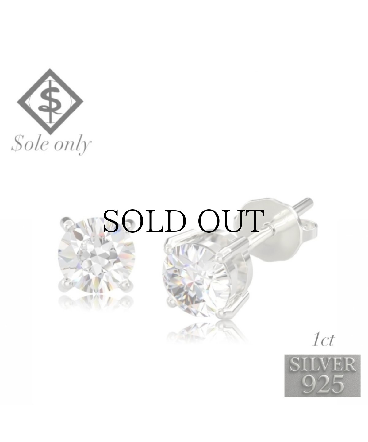 画像1: $ole only(ソールオンリー) / S925 Moissanite 1 Carat Earrings (2 Pairs) (1)