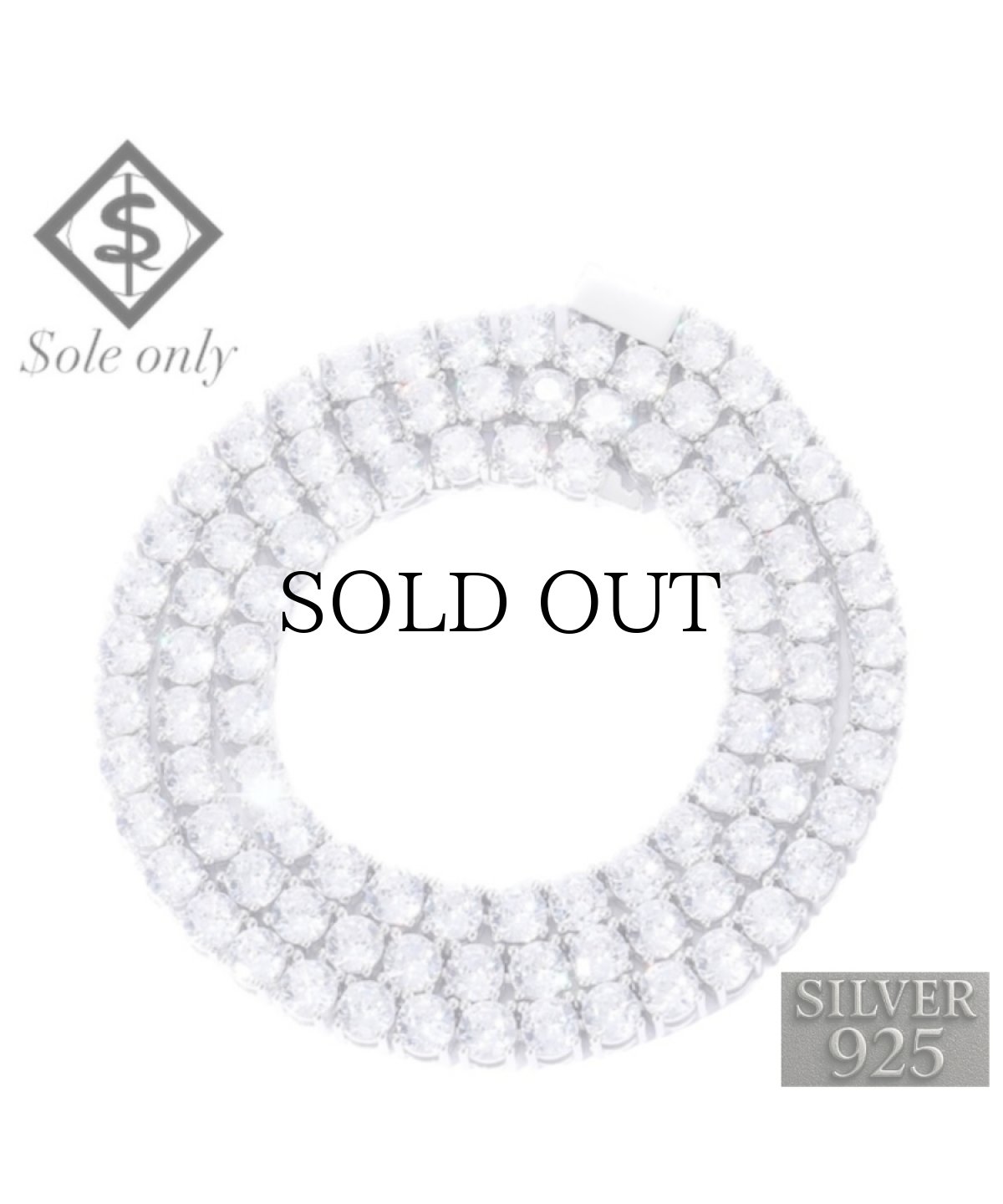 画像1: $ole only(ソールオンリー) / S925 Silver CZ Diamond Tennis Chain Necklace 24inch (1)